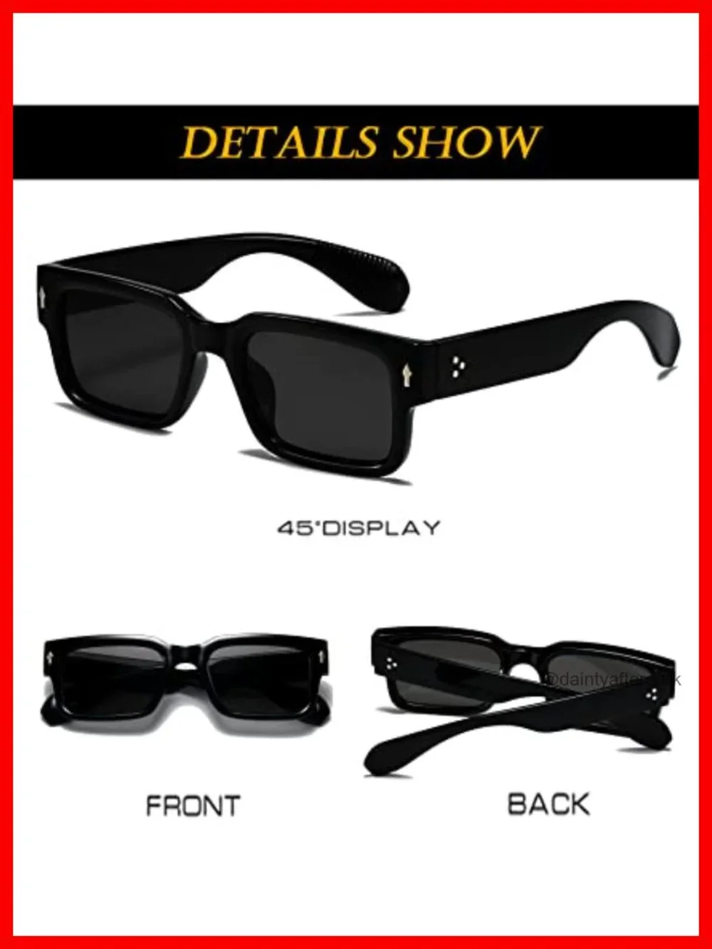 Square Frame Sunglasses Chunky Rectangle UV400 Protection